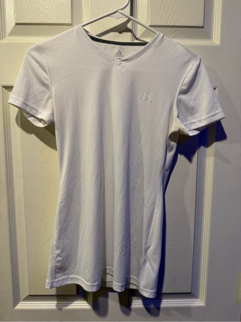 Adidas Climalite White V-Neck Athletic Tee Size S